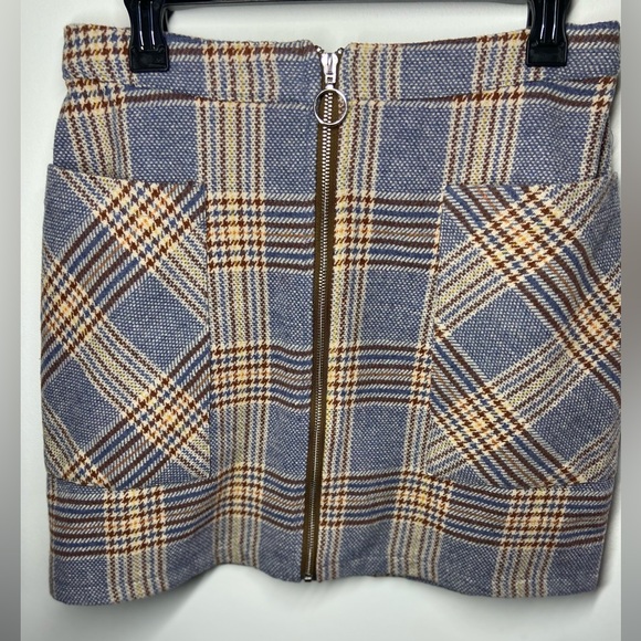 Blue and Tan Mini Pencil Skirt for Work - Picture 1 of 7
